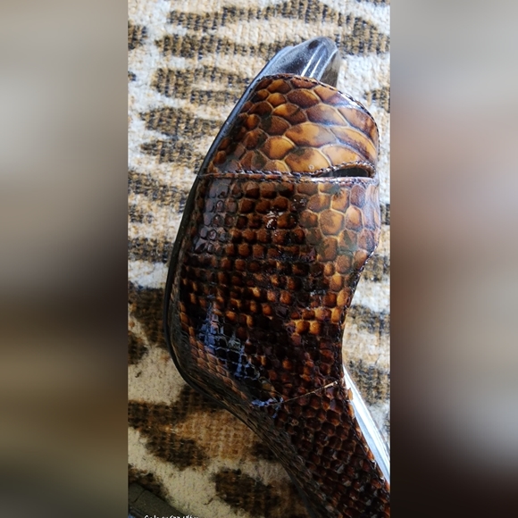 GIANNI BINI Genuine Leather Snake Skin Look Slingback Open Toe Pumps US 8 - Picture 5 of 6